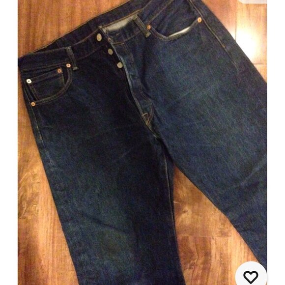 Levi's denim 501 jeans red tag straight leg Western button fly dark wash 36 x34 - Picture 1 of 7